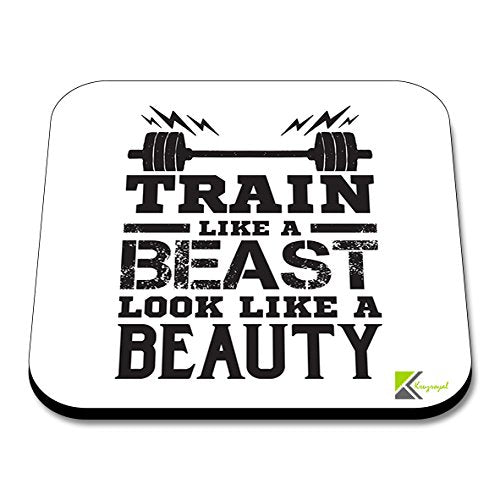 CS292 Train Like a Beast Look Like a Beauty Novelty Funny Coffee Tea Drink Gift Glossy MDF Wooden Coaster