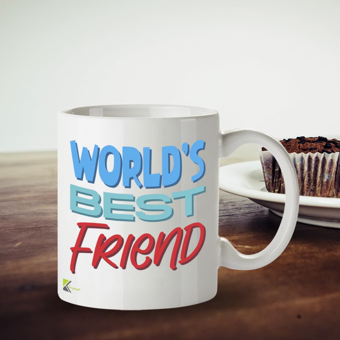 Kruzroyal DZ823 World's Best Friend Mug 11oz - White Ceramic Coffee & Tea Cup for Bestie, Best Mate - Birthday, Friendship Present for Him or Her