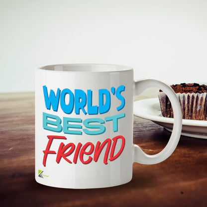 Kruzroyal DZ823 World's Best Friend Mug 11oz - White Ceramic Coffee & Tea Cup for Bestie, Best Mate - Birthday, Friendship Present for Him or Her