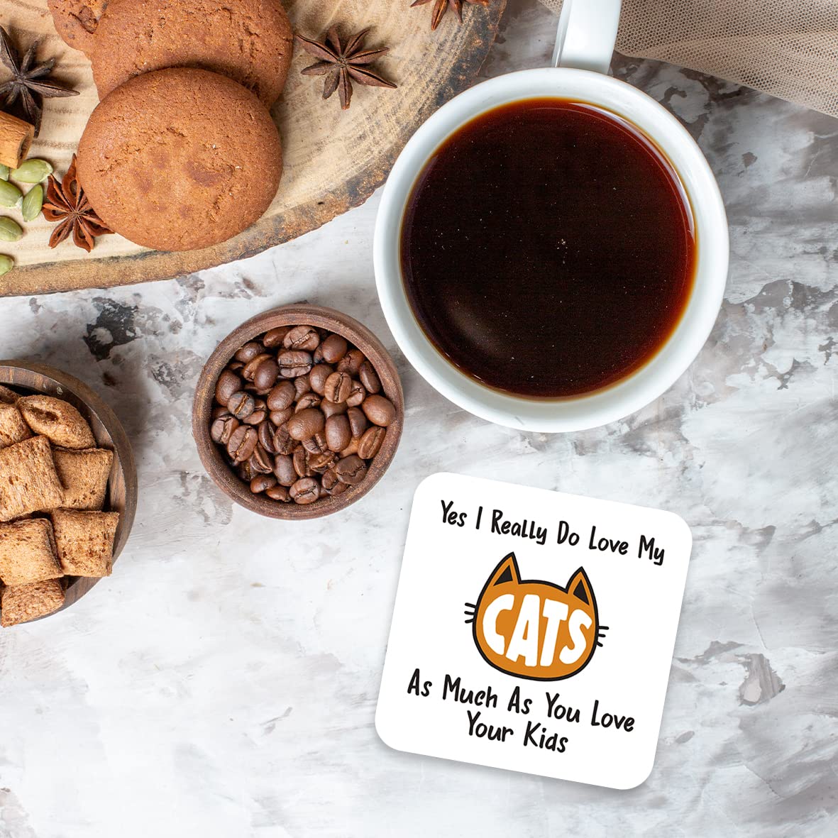CS613 Yes i Really do Love My Cats, as Much as You Love Your Kids Novelty Funny Coffee Tea Drink Gift Glossy MDF Wooden Coaster