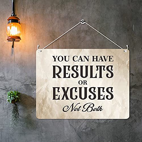 Kruzroyal MP470 You can have results or excuses not both Funny Novelty Retro Vintage Metal Wall Sign Plaque 20cm x 15cm