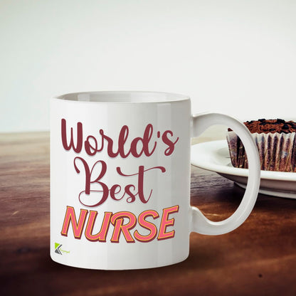 Kruzroyal DZ849 World's Best Nurse Mug 11oz - White Ceramic Cup for NHS Staff, Student, Midwife - Ideal Thank You, Graduation or Retirement Present