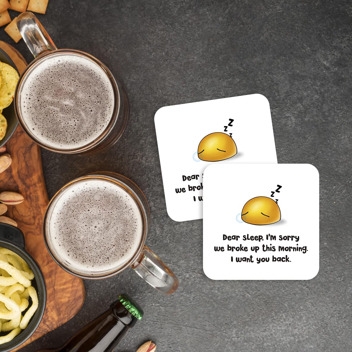 CS735 Dear Sleep, I'm Sorry we Broke up This Morning. I Want You Back. Novelty Funny Coffee Tea Drink Gift Glossy MDF Wooden Coaster