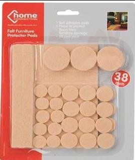 PMS 38PC SELF ADHESIVE FELT PADS ON BLISTER CARD ASST SIZE