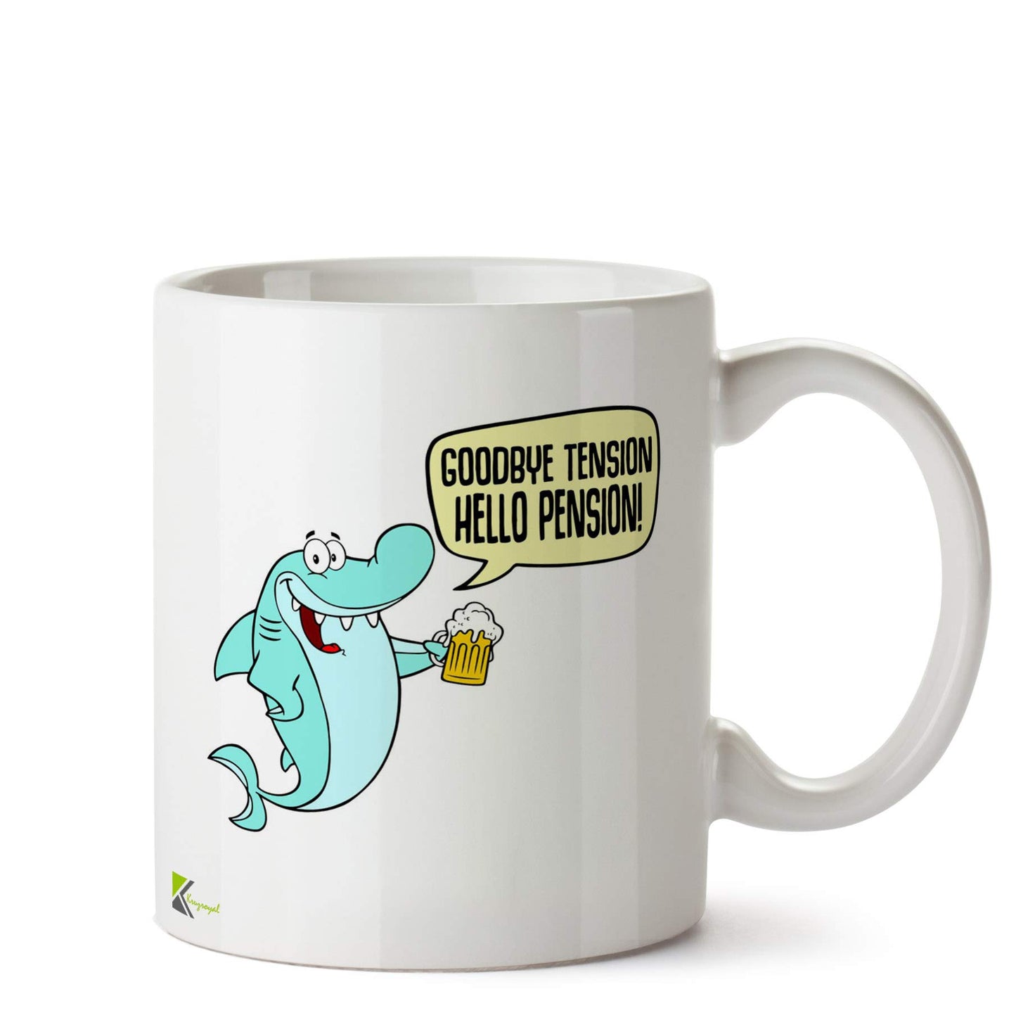 Kruzroyal Retirement Gift | Goodbye Tension Hello Pension Mug | Funny Ceramic Coffee Tea Cup for Retiree, Colleague, Boss