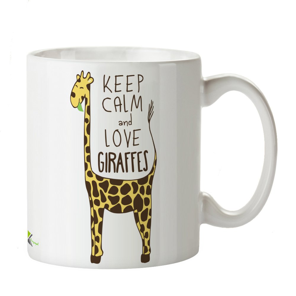Kruzroyal DZ286 Keep Calm and Love Giraffes Funny Novelty Great Gift Idea Coffee Tea Mug