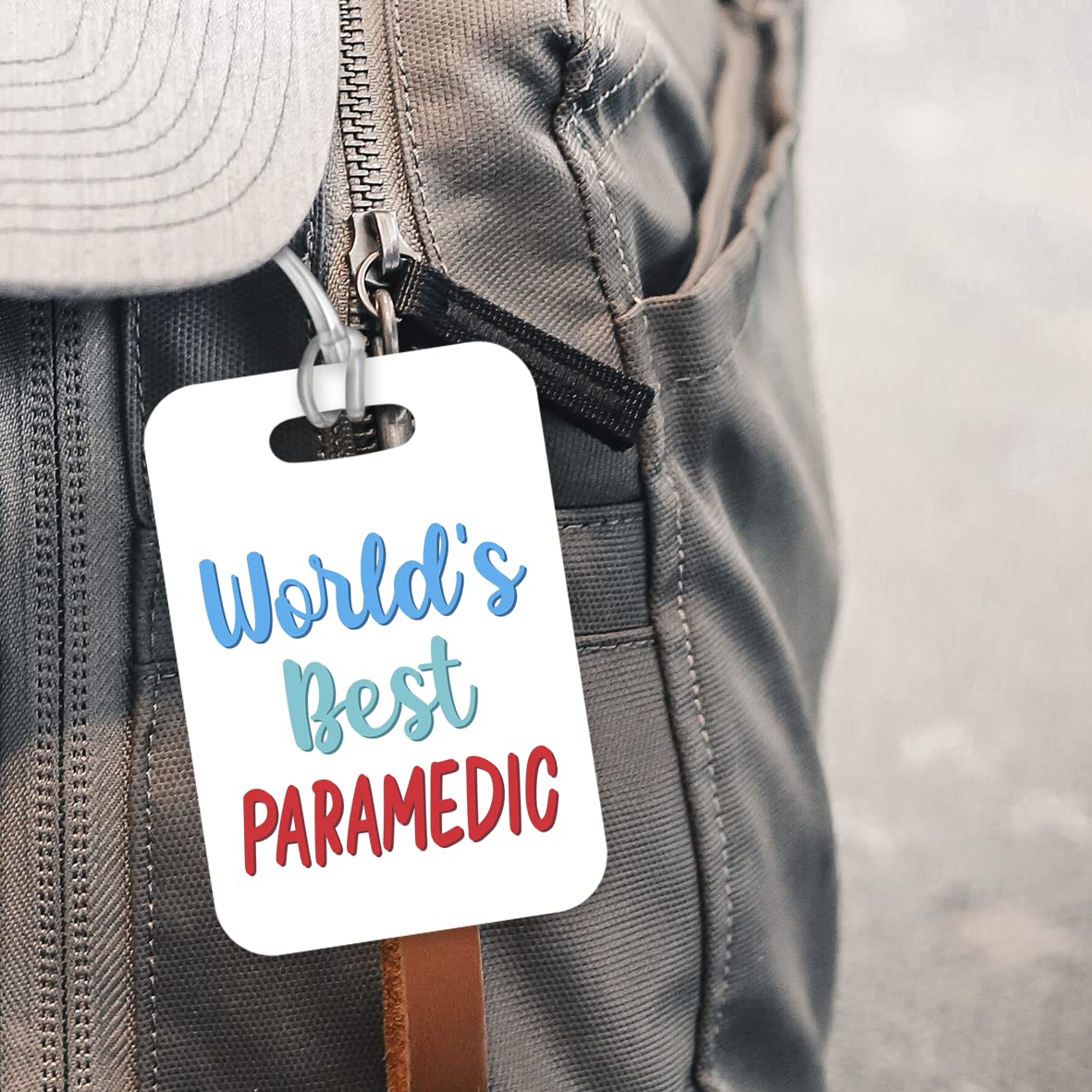 LT470 World's Best Paramedic Novelty Funny Unique Designer Gift, Suitcase, Glossy Plastic Luggage Tag for Paramedic