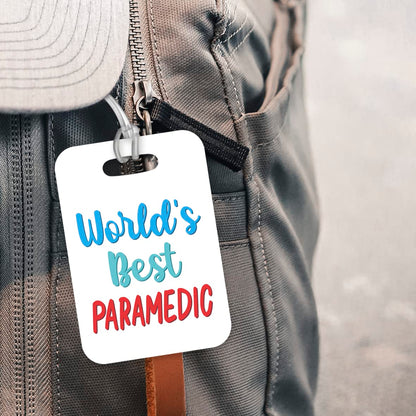 LT470 World's Best Paramedic Novelty Funny Unique Designer Gift, Suitcase, Glossy Plastic Luggage Tag for Paramedic