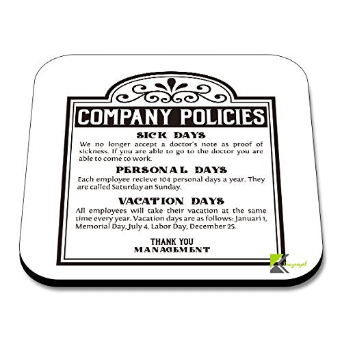 CS091 Company PoliciesNovelty Funny Coffee Tea Drink Gift Glossy MDF Wooden Coaster