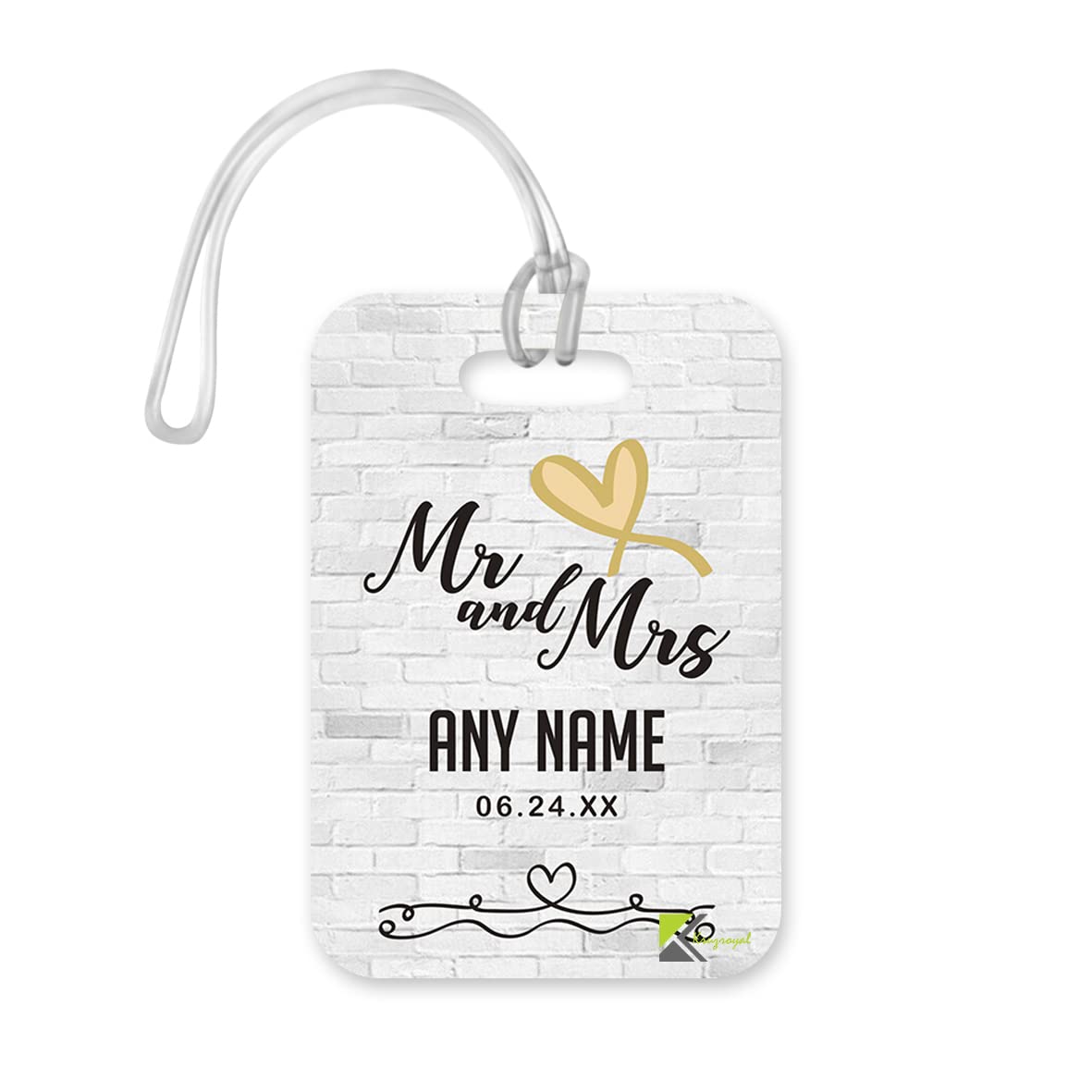 PLT231 Personalised MR and MRS (Surname) (Date) Married Novelty Funny Unique Designer Gift Glossy Plastic Suitcase Luggage Tag