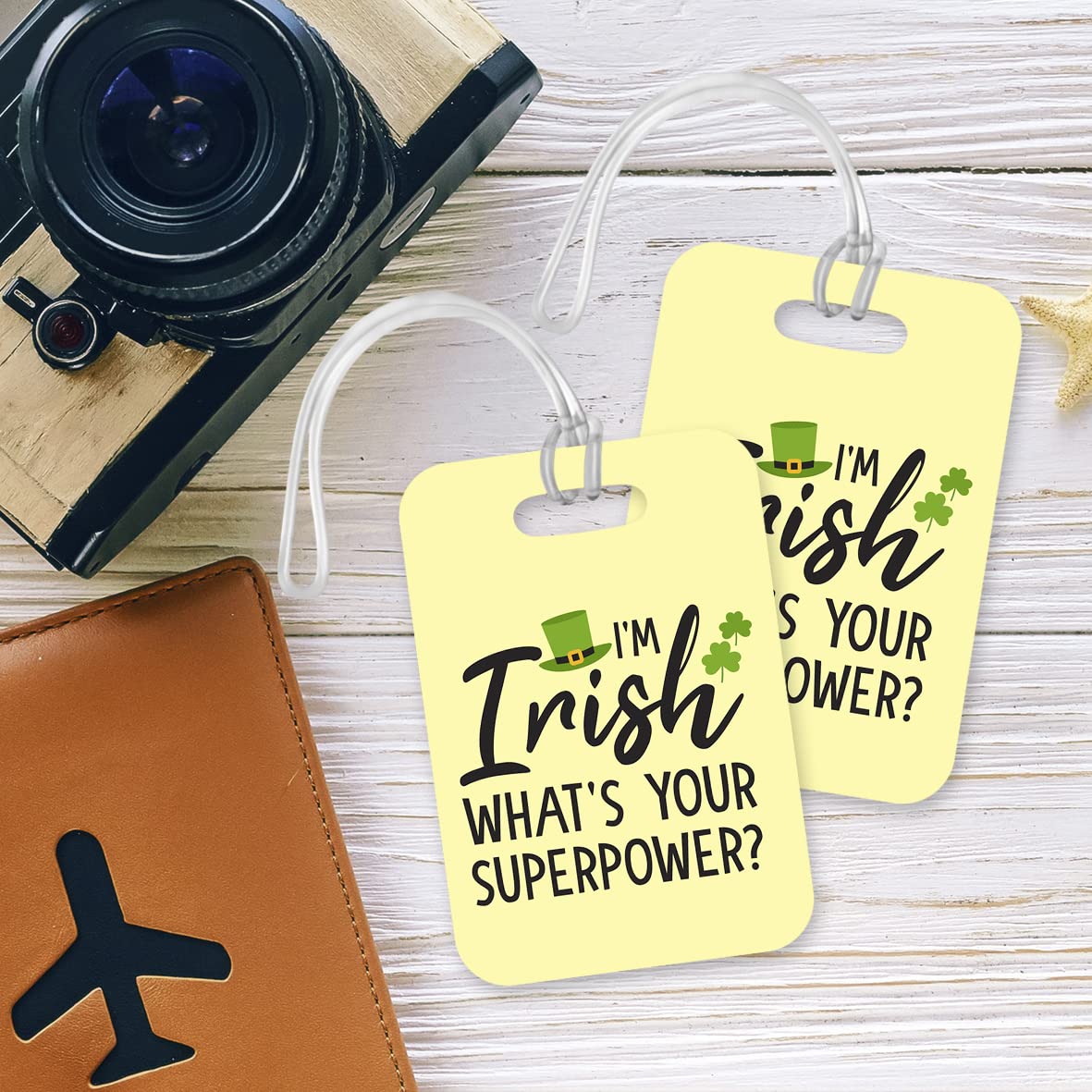 LT115 I'm Irish, What's Your Superpower? Novelty Funny Unique Designer Gift Glossy Plastic Suitcase Luggage Tag
