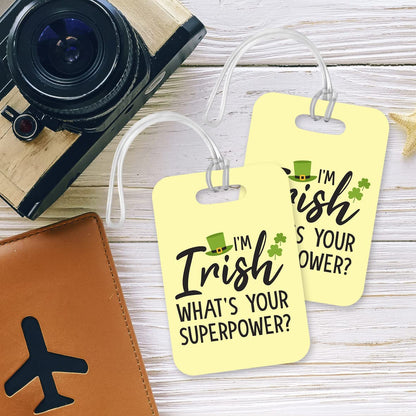 LT115 I'm Irish, What's Your Superpower? Novelty Funny Unique Designer Gift Glossy Plastic Suitcase Luggage Tag