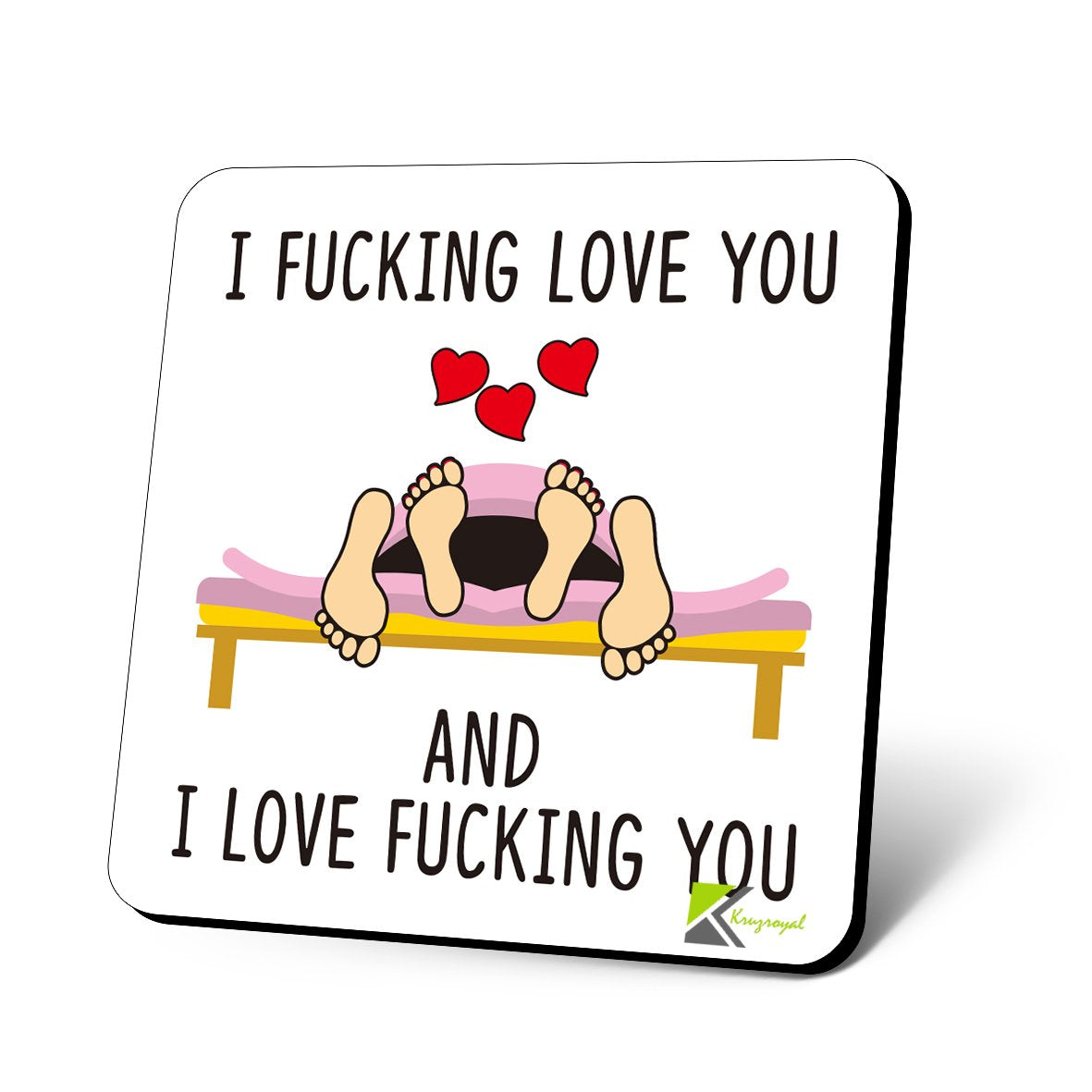 CS900 I FUC*ing Love You and I Love FUC*ing You Novelty Funny Coffee Tea Drink Gift Glossy MDF Wooden Coaster