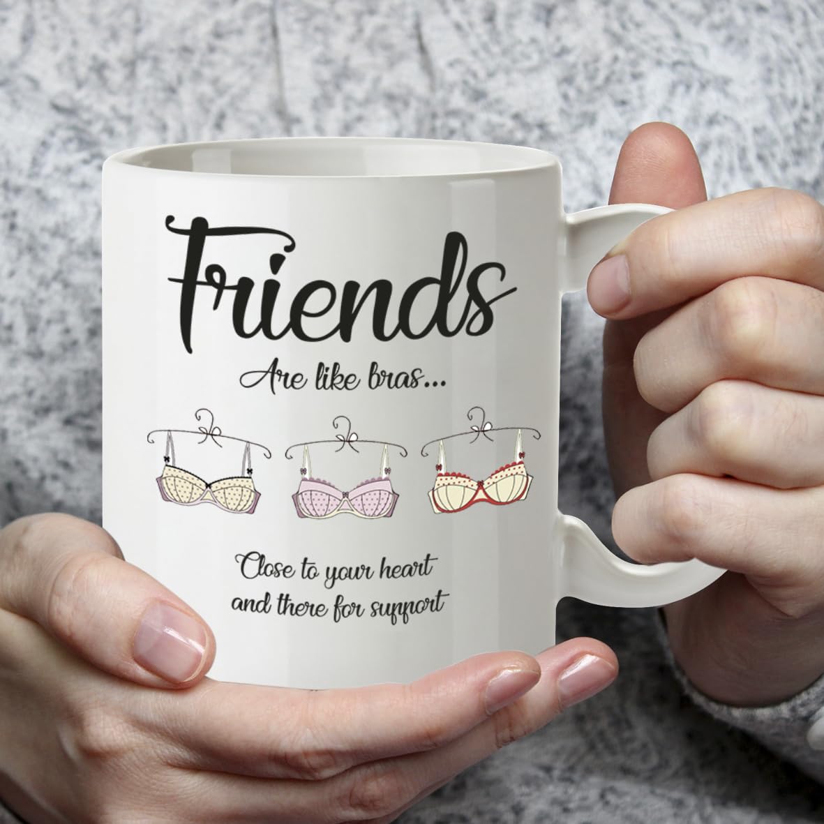 Kruzroyal DZ279 Friends are Like Bras... Close to Your Heart and There for Support Funny Novelty Great Gift Idea Coffee Tea Mug | Gift for Best Friend, Bestie, Women