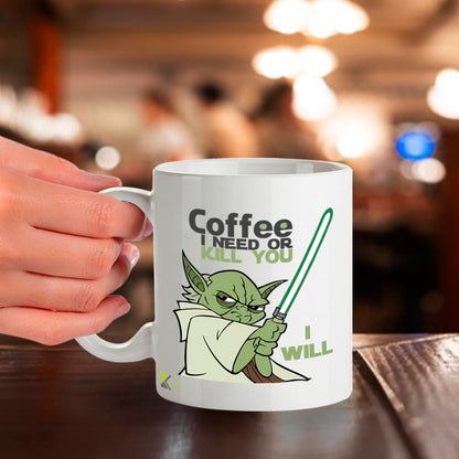 Kruzroyal Coffee I Need Funny Mug or Kill You I Will Sci-Fi Parody Novelty Cup, Gag Gift for Men, Dad