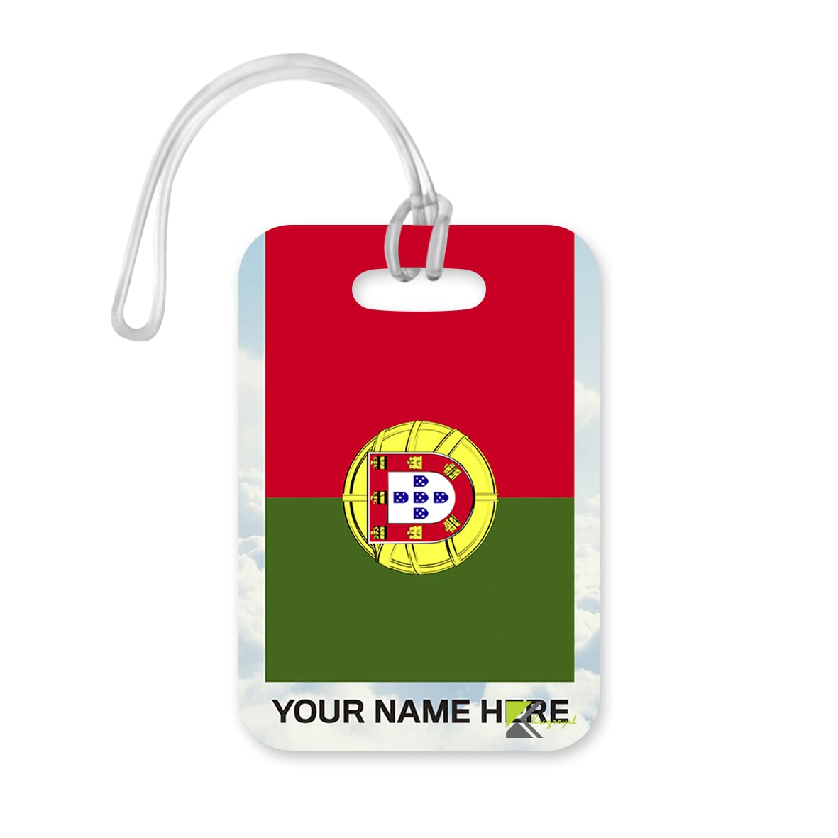 PLT278 Personalised Name with Portugal Flag Novelty Funny Unique Designer Gift Glossy Plastic Suitcase Luggage Tag