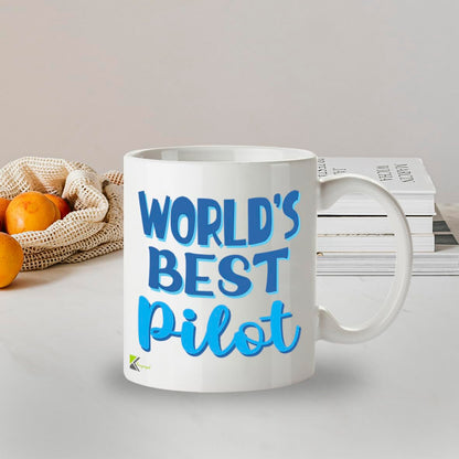 Kruzroyal DZ885 World's Best Pilot Mug 11oz - White Ceramic Cup for Captain, Aviator - Ideal Birthday, Graduation, Retirement Present