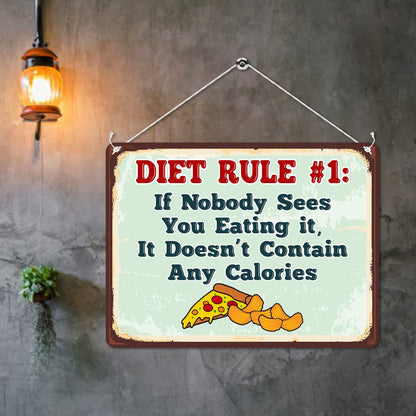 MP101 Diet Rule #1 Funny Novelty Retro Vintage Metal Wall Sign Plaque 20cm x 15cm