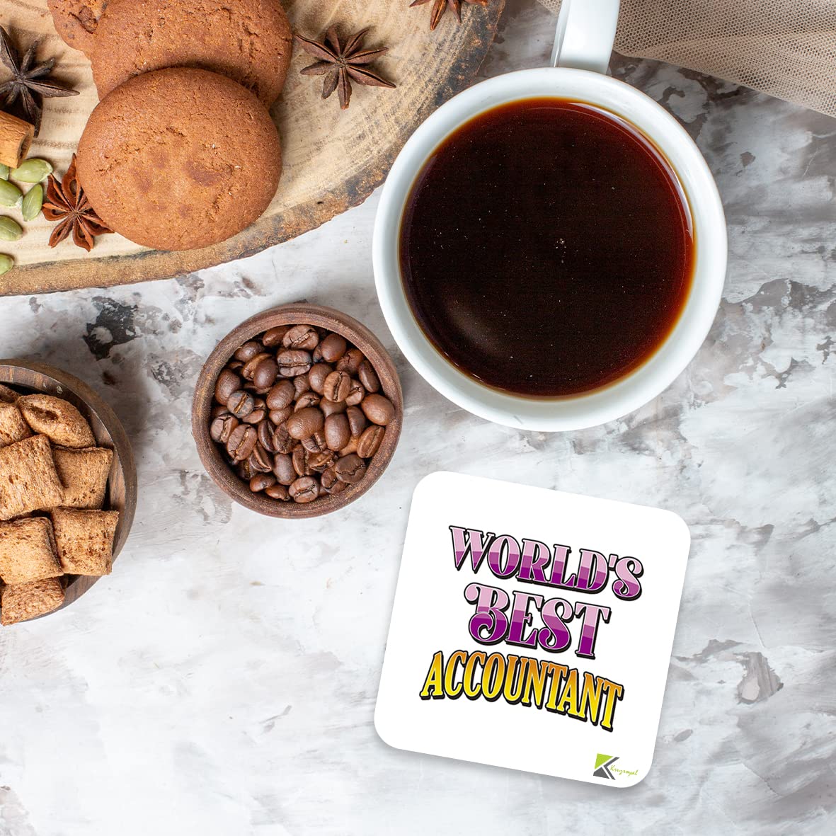 WB051 World's Best Accountant MDF Wooden Coaster by Kruzroyal | Gift for Midwife | Unique Novelty Present | 9cm x 9cm | Coffee Tea MDF Wooden Coaster