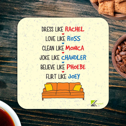 CS257 FRIENDS TV Show Rachel, Ross, Monica, Chandler, Phoebe, Joey Novelty Funny Coffee Tea Drink Gift Glossy MDF Wooden Coaster | Gifts for Women Men Best Friend Fan Birthday Present