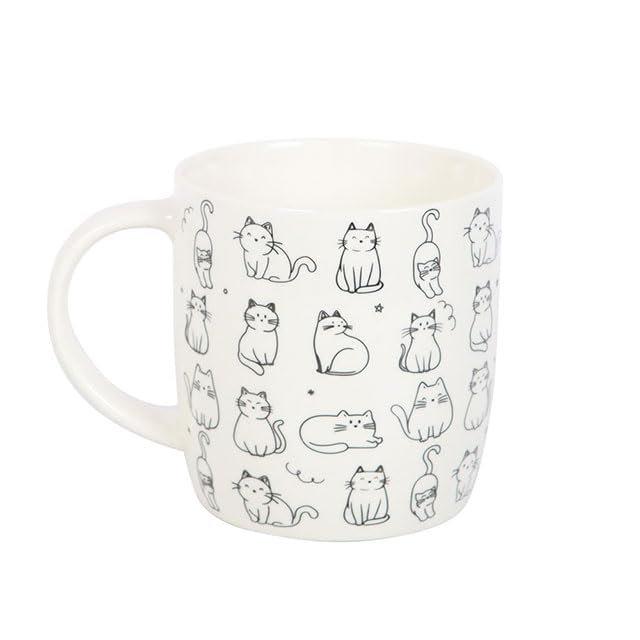 Something Different Wholesale White Happy Cat Mug | Cute Ceramic Mug for Cat Lovers | Whimsical Coffee Cup | Feline Gift | 500ml
