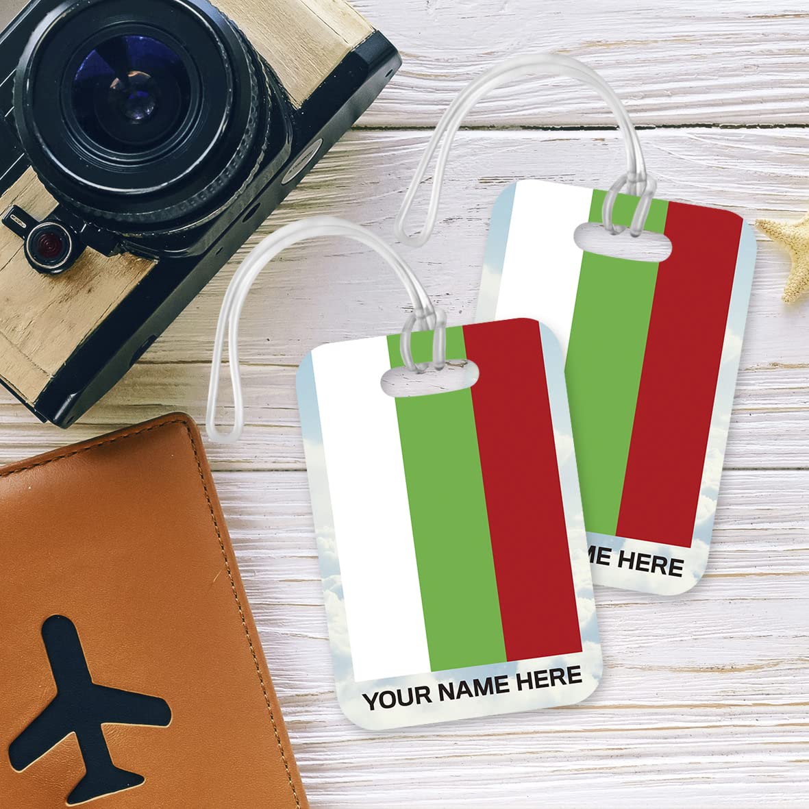 PLT268 Personalised Name with Bulgaria Flag Novelty Funny Unique Designer Gift Glossy Plastic Suitcase Luggage Tag