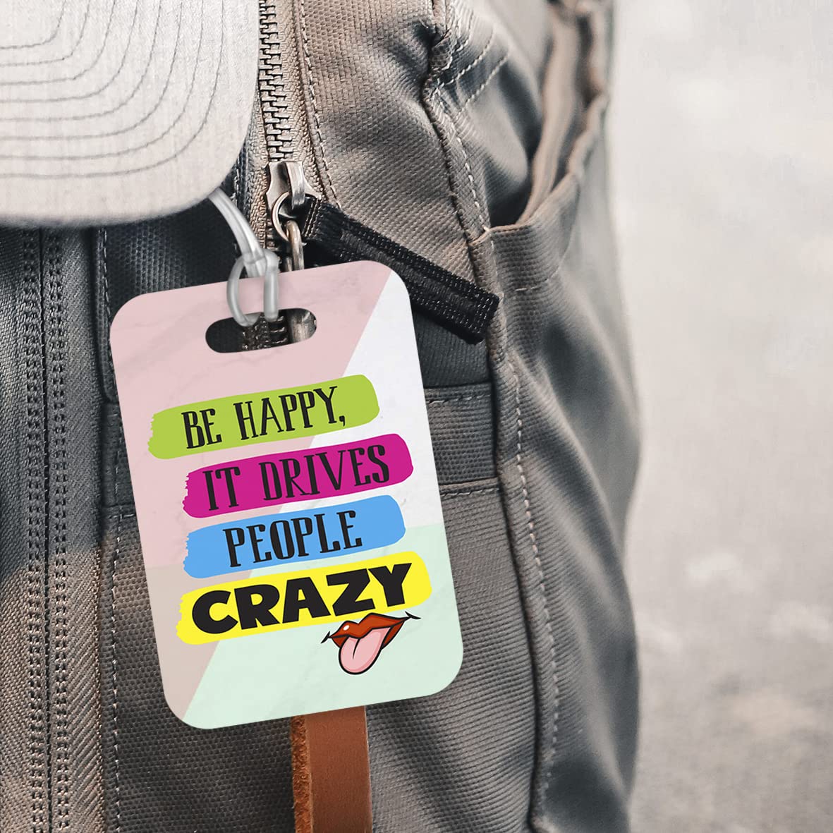 LT171 Be Happy, It Drives People Crazy Novelty Funny Unique Designer Gift Glossy Plastic Suitcase Luggage Tag