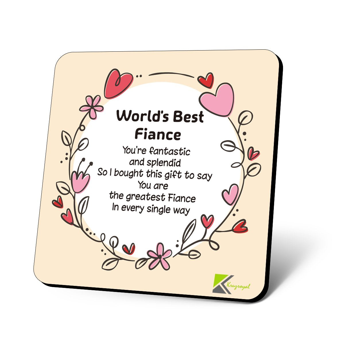 CS647 World's Best Fiance Novelty Funny Coffee Tea Drink Gift Glossy MDF Wooden Coaster