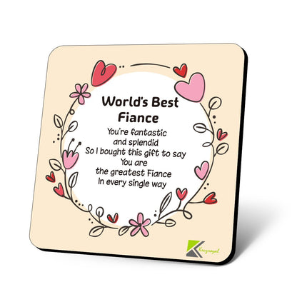 CS647 World's Best Fiance Novelty Funny Coffee Tea Drink Gift Glossy MDF Wooden Coaster