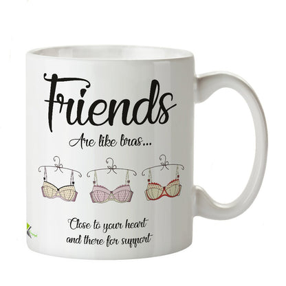 Kruzroyal DZ279 Friends are Like Bras... Close to Your Heart and There for Support Funny Novelty Great Gift Idea Coffee Tea Mug | Gift for Best Friend, Bestie, Women
