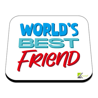 WB023 World's Best Friend MDF Wooden Coaster by Kruzroyal | Gift for Friend | Unique Novelty Present | 9cm x 9cm | Coffee Tea MDF Wooden Coaster