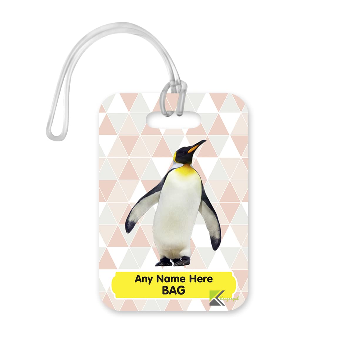 PLT259 Personalised Name's Bag with Penguin Image Novelty Funny Unique Designer Gift Glossy Plastic Suitcase Luggage Tag