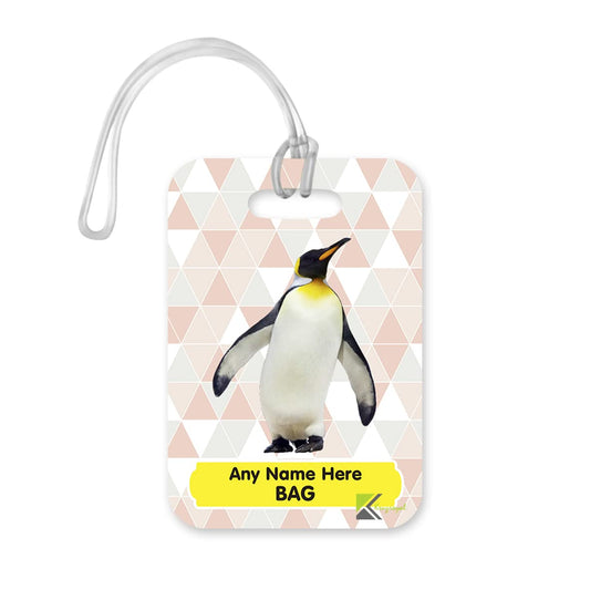 PLT259 Personalised Name's Bag with Penguin Image Novelty Funny Unique Designer Gift Glossy Plastic Suitcase Luggage Tag