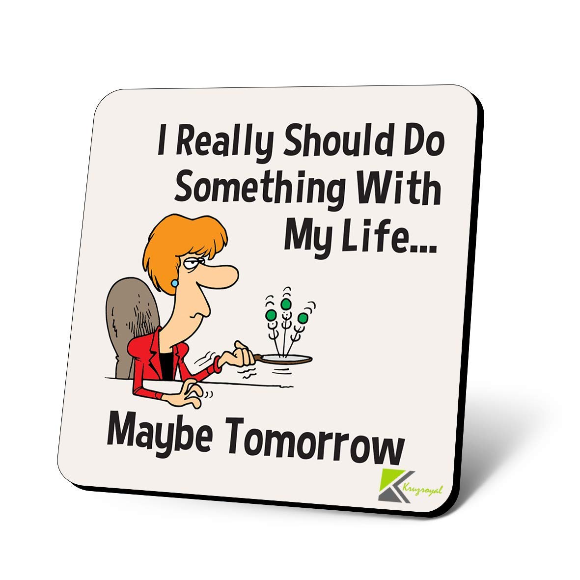 CS1138 I Really Should do Something with My Life... Maybe Tomorrow Novelty Funny Coffee Tea Drink Gift Glossy MDF Wooden Coaster