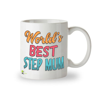 Kruzroyal DZ819 World's Best Step Mum Mug 11oz - White Ceramic Coffee & Tea Cup for Stepmum, Bonus Mum - Birthday or Mother's Day Present for Her