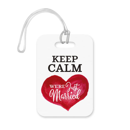 LT027 Keep Calm We're Just Married Novelty Funny Unique Designer Gift Glossy Plastic Suitcase Luggage Tag