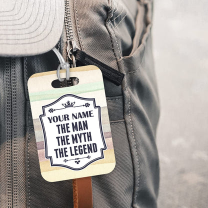 PLT240 Personalised Dad Name : The Man The Myth The Legend Novelty Funny Unique Designer Gift Glossy Plastic Suitcase Luggage Tag