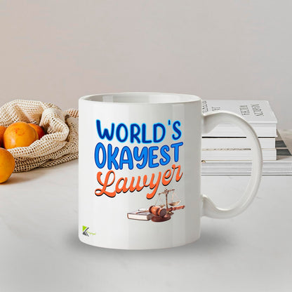 Kruzroyal World's Okayest Lawyer Funny Mug - Novelty Gift for Solicitor Law Student Men Women Colleague Mate