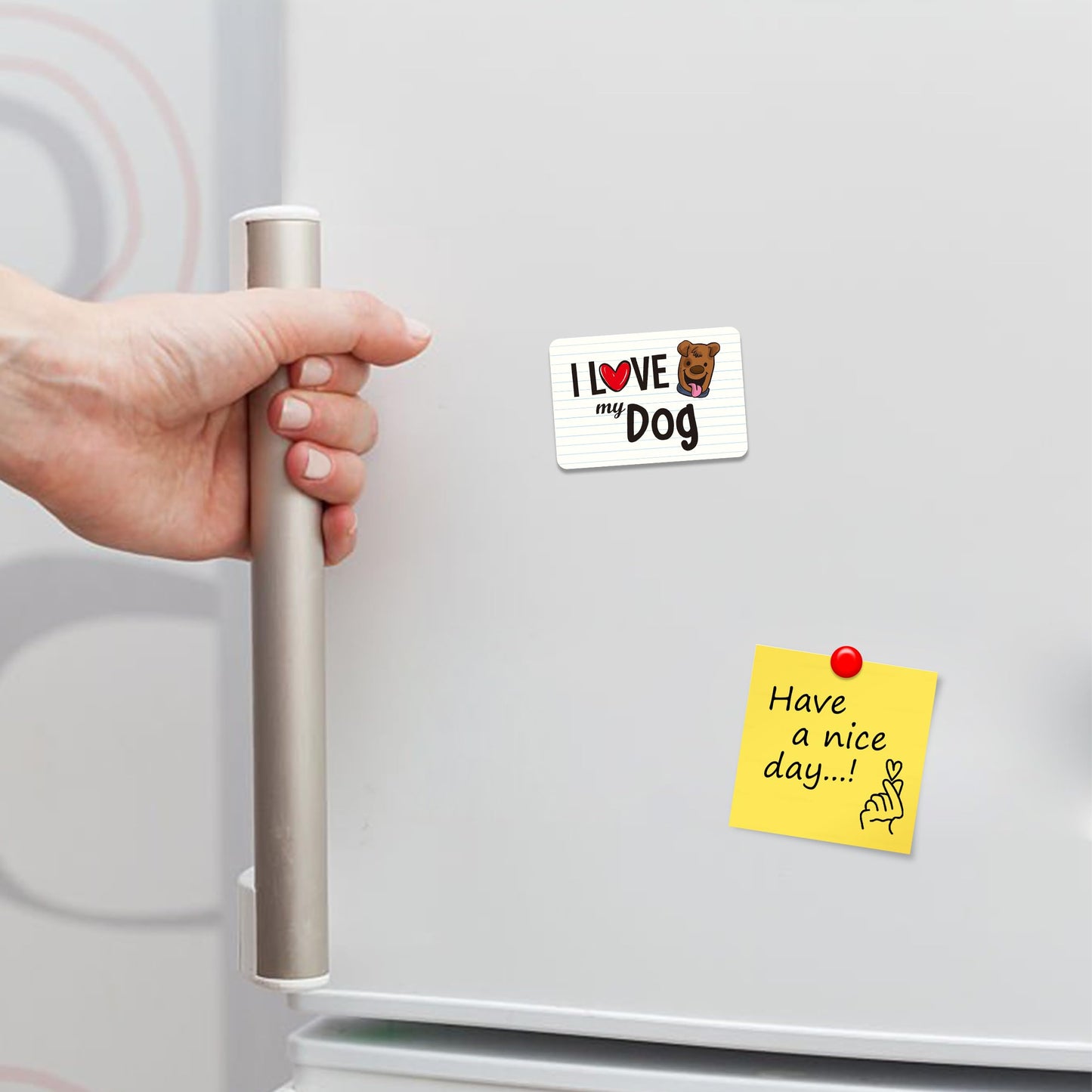 Kruzroyal FM137 I LOVE MY DOG Novelty Funny Gift Idea Glossy Rectangle Metal Fridge Magnet