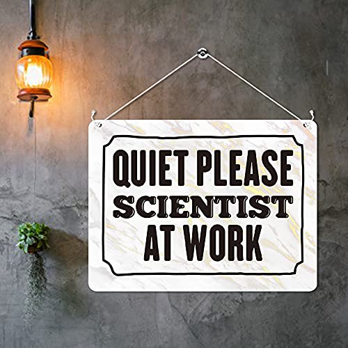 Kruzroyal MP313 QUIET PLEASE SCIENTIST AT WORK Funny Novelty Retro Vintage Metal Wall Sign Plaque 20cm x 15cm