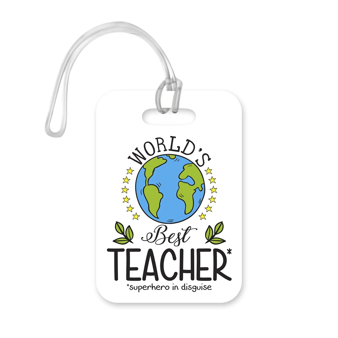 LT182 World's Best Teacher Novelty Funny Unique Designer Gift Glossy Plastic Suitcase Luggage Tag