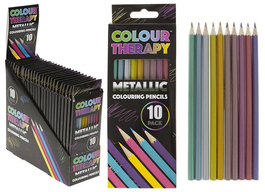 Sabar 384041 Colour Therapy Metallic Pencils In Box | 10 Per Pack Accessory, Multicolor