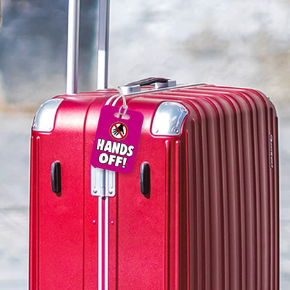 LT224 Hands Off! Novelty Funny Unique Designer Gift Glossy Plastic Suitcase Luggage Tag