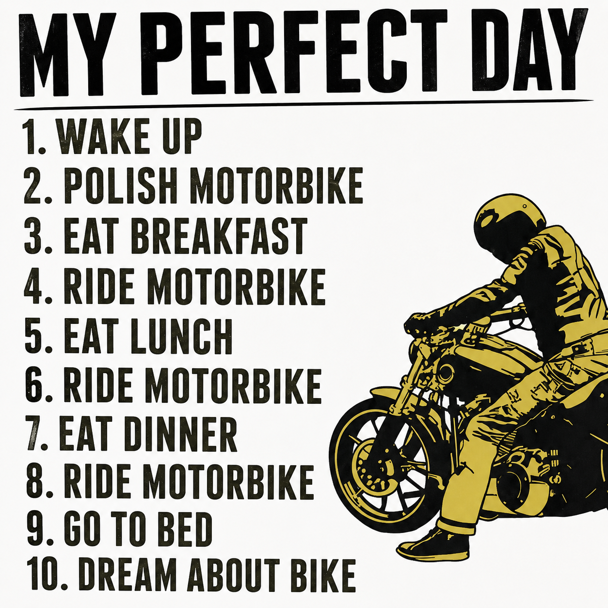 Funny Motorbike Mug – My Perfect Day Motorcycle Coffee Cup, Biker Gift for Men, Dad, Husband, Grandad & Bike Lovers, 11oz Ceramic Mug