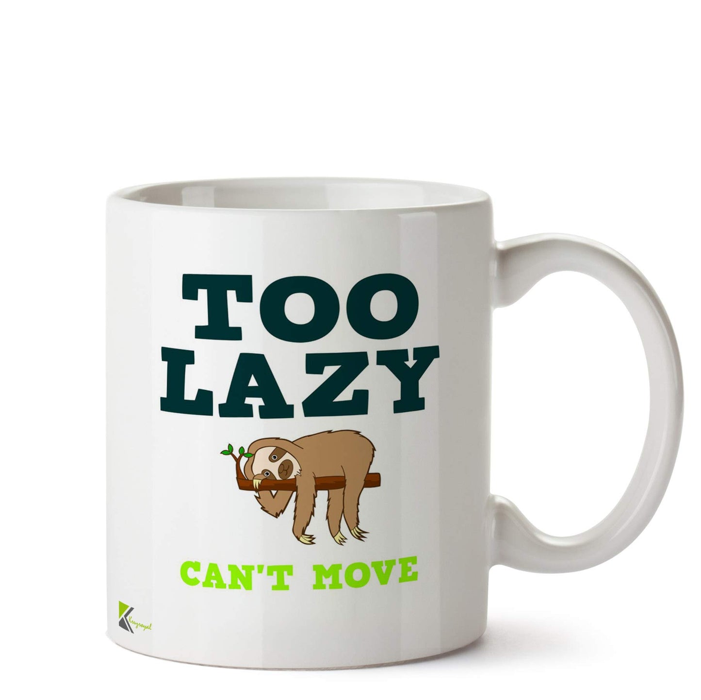Kruzroyal Too Lazy Can't Move Sloth Mug | Funny Humour Lazy Day Gift Ceramic Coffee Tea Cup for Friend Colleague Napper