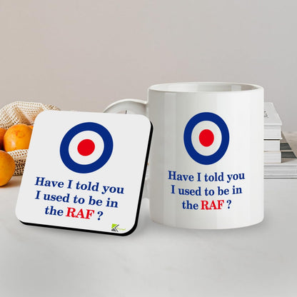 Kruzroyal SM033 Have i Told You i Used to be in The RAF? - 11 Oz Mug & Matching Coaster Set for Tea/Coffee | 11oz Royal Air Force Novelty Coffee Cup - RAF Veteran Gift for Men, Dad, Grandad