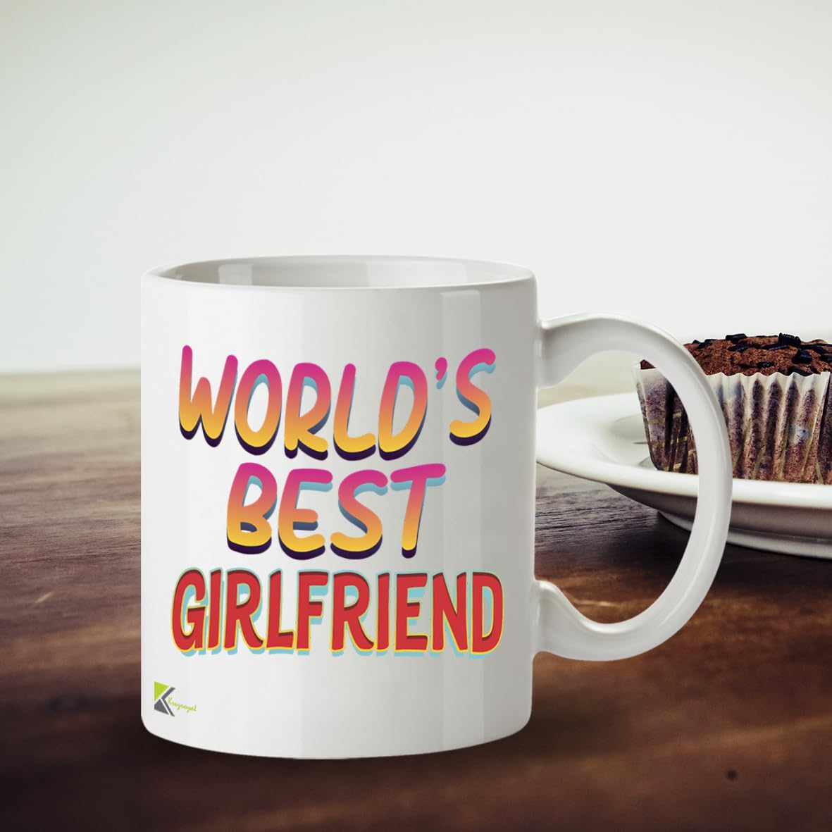 Kruzroyal DZ836 World's Best Girlfriend Mug 11oz - White Ceramic Coffee & Tea Cup - Romantic Birthday, Anniversary, Valentine's Present for Her