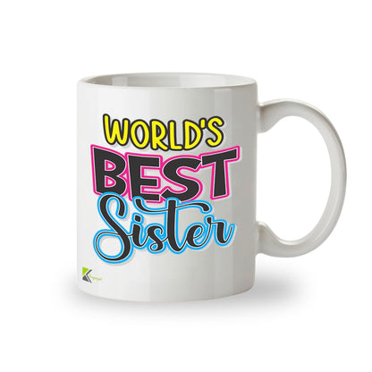Kruzroyal DZ815 World's Best Sister Mug 11oz - Funny Gift for Her from Sister or Brother, Novelty Coffee Cup for Big & Little Sis