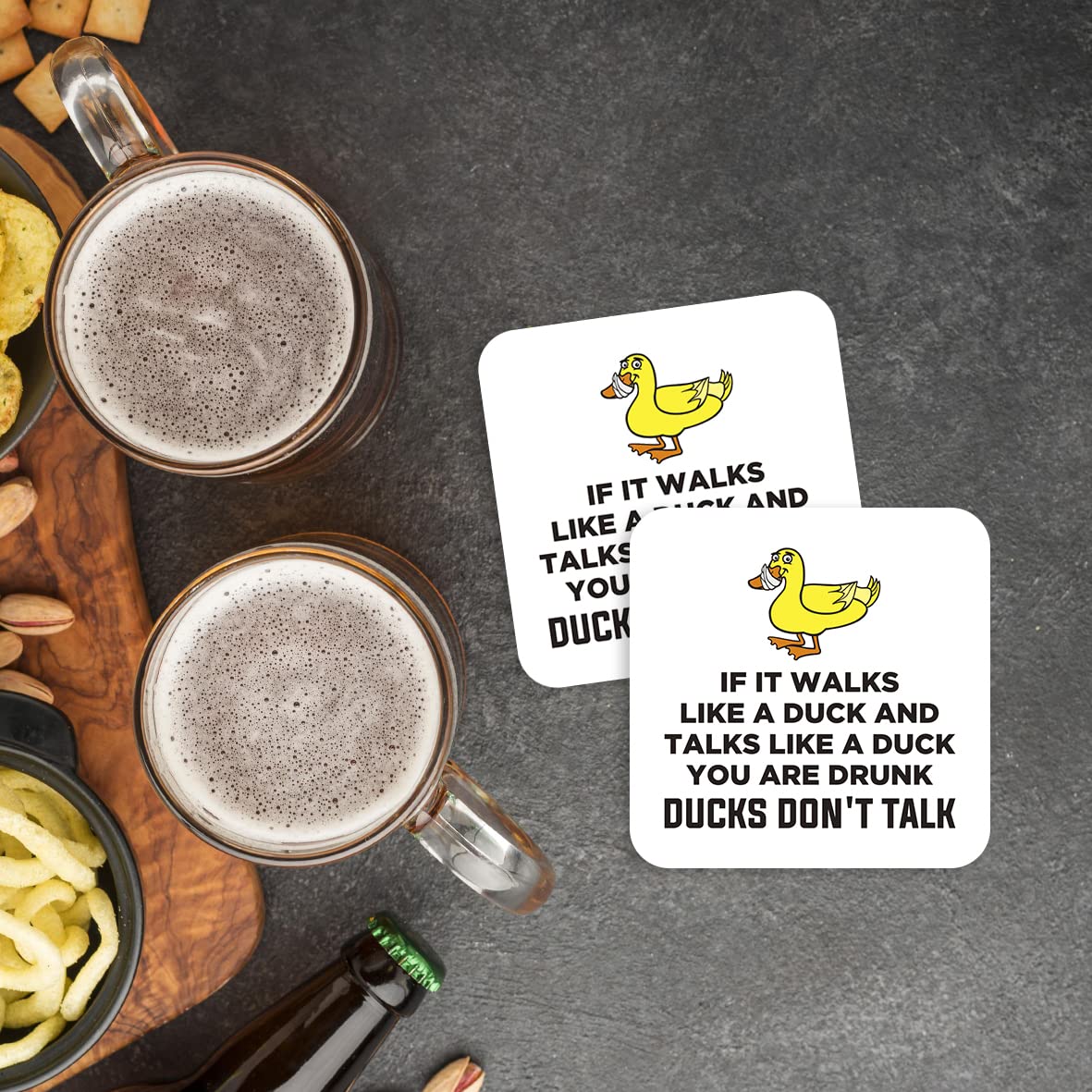 CS731 If it Walks Like a Duck and Talks Like a Duck You are Drunk. Ducks Don't Talk Novelty Funny Coffee Tea Drink Gift Glossy MDF Wooden Coaster