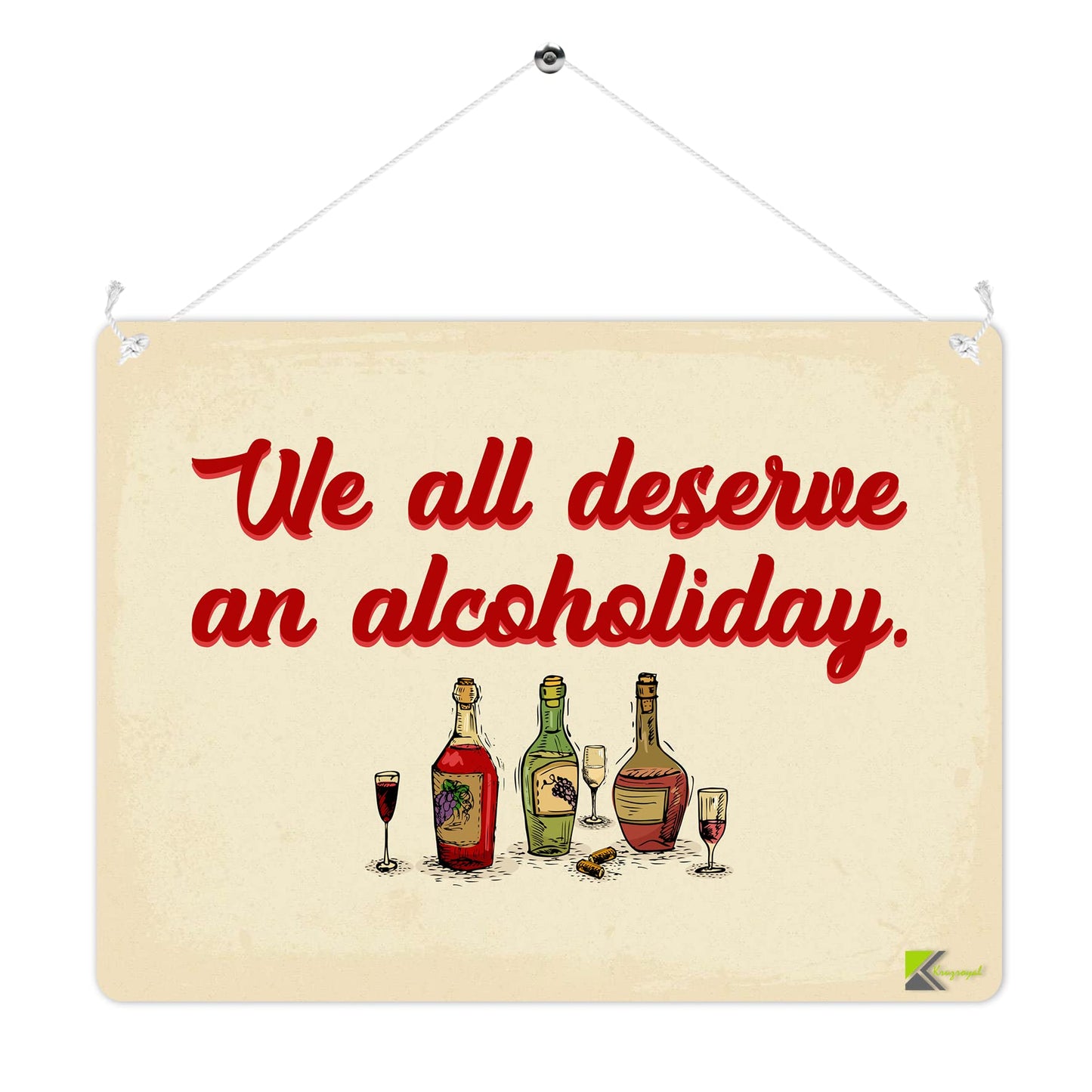 MP219 We all deserve an alcoholiday Funny Novelty Retro Vintage Metal Wall Sign Plaque 20cm x 15cm